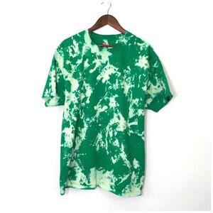 Upcycled Custom Bleach Tie Dye Green Tee Shirt Sz XL *